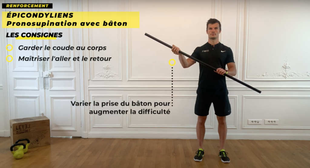 exercice de renforcement musculaire épicondylien latéraux médiaux pronosupination